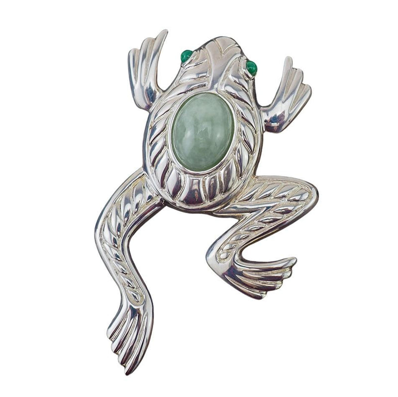 Judith Ripka Brooch, Frog Brooch, Sterling Silver Brooch, Jade Brooch, Designer Brooch, Judith Ripka Jewelry, 925 Brooch, Judith Ripka Frog