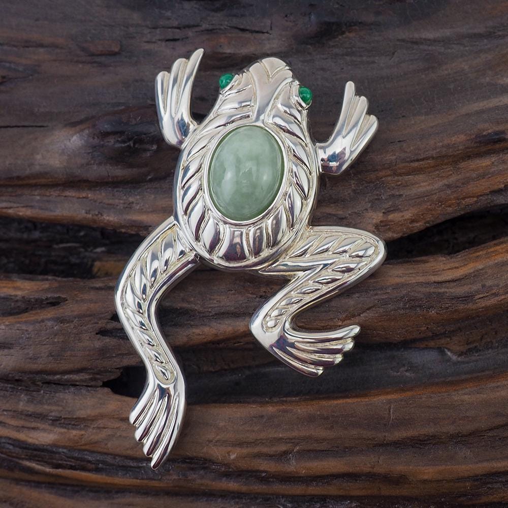 Silver sold Frog Brooch