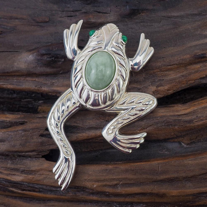 Judith Ripka Brooch, Frog Brooch, Sterling Silver Brooch, Jade Brooch, Designer Brooch, Judith Ripka Jewelry, 925 Brooch, Judith Ripka Frog