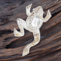 Judith Ripka Brooch, Frog Brooch, Sterling Silver Brooch, Jade Brooch, Designer Brooch, Judith Ripka Jewelry, 925 Brooch, Judith Ripka Frog