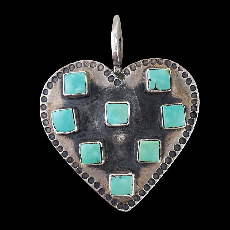 Native American Pendant, Heart Pendant, Sterling Silver Pendant, Turquoise Pendant, Handmade Pendant, Southwestern Pendant, Artisan Pendant