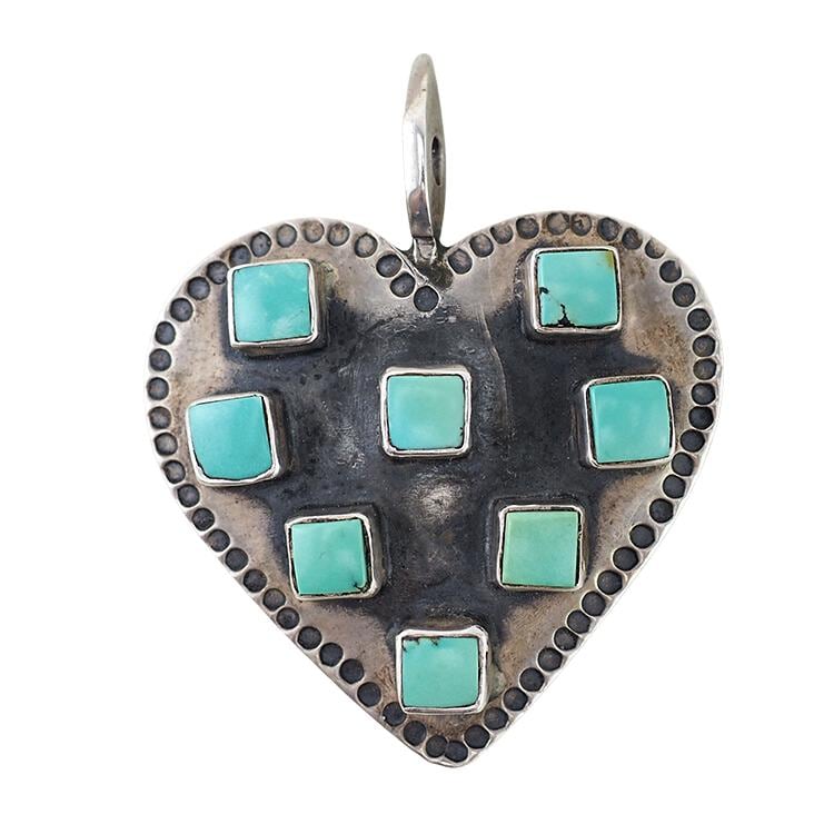 Native American Pendant, Heart Pendant, Sterling Silver Pendant, Turquoise Pendant, Handmade Pendant, Southwestern Pendant, Artisan Pendant