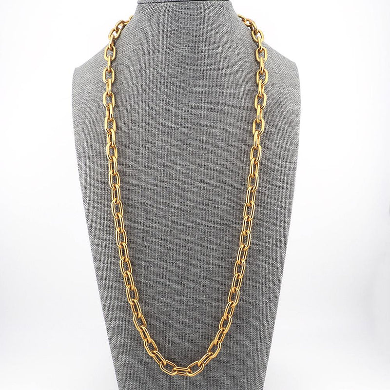 D'Orlan Gold Plated Chain Necklace, Cable Chain Necklace, Gold Necklace, D'Orlan Necklace, Gold Plated Necklace, Long Chain, Heavy Chain