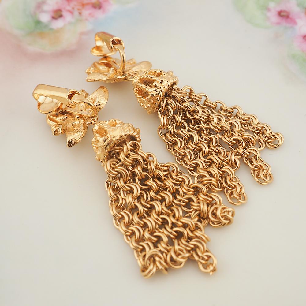 Vintage Jewelry - D'Orlan Gold Tone Tassel Earrings