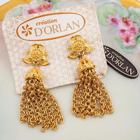 D'Orlan Earrings, Gold Tone Earrings, Clip On Earrings, Vintage Earrings, Tassel Earrings, Chain Earrings, Dangle Earrings, Gold Plate