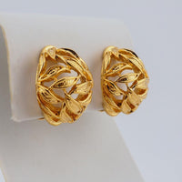 D'Orlan Earrings, Gold Tone Earrings, Clip On Earrings, Vintage Earrings, Half Hoop Earrings, Leaf Earrings, Designer Earrings, Gold Plate