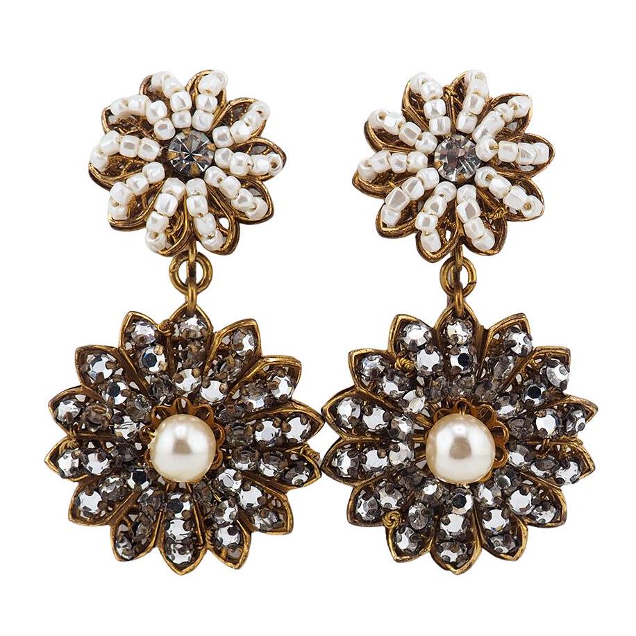 Miriam Haskell Flower Drop Earrings