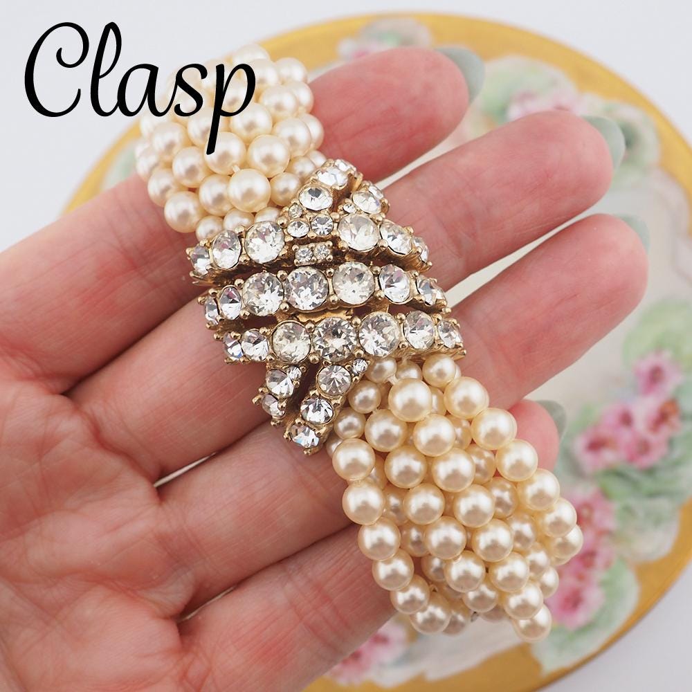 Popular Vintage rhinestone and faux pearl bracelet