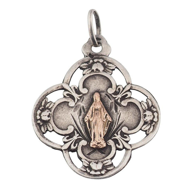 Our Lady of Grace Charm, Antique Charm, Mary Medal, Religious Medal, Mary Charm, Catholic Charm, Sterling Silver Charm, Vintage Charm