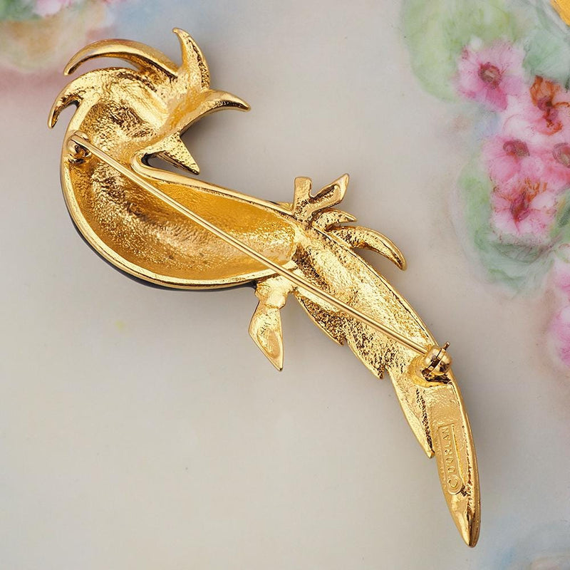 D'Orlan Brooch, Bird Brooch, Fantasy Bird, Figural Brooch, Enamel Brooch, Rhinestone Brooch, Gold Plated Brooch, D'Orlan Jewelry