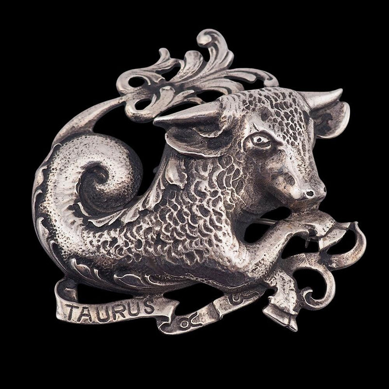 Cini Sterling, Cini Zodiac, Cini Taurus, Taurus Brooch, Zodiac Brooch, Cini Brooch, Taurus Jewelry, Taurus Gift, Vintage Brooch