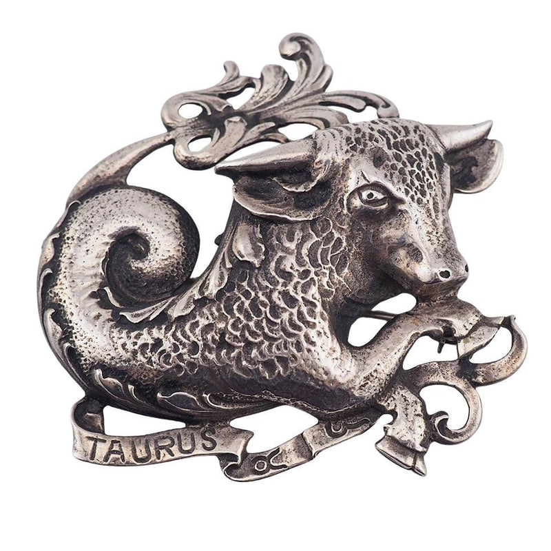 Cini Sterling, Cini Zodiac, Cini Taurus, Taurus Brooch, Zodiac Brooch, Cini Brooch, Taurus Jewelry, Taurus Gift, Vintage Brooch