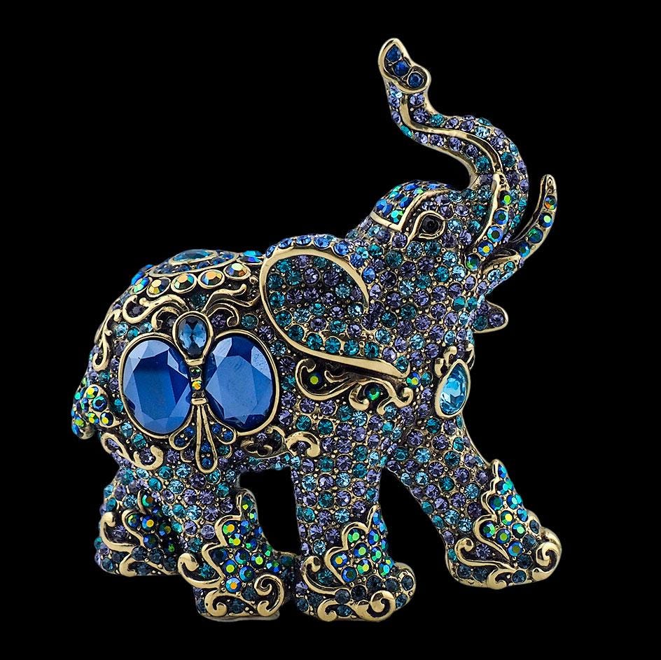 Heidi Daus Elephant Brooch, Rhinestone Brooch, Elephant Brooch, Rhinestone Pin, Statement Brooch, Bluer Brooch, Figural Brooch, Heidi Daus