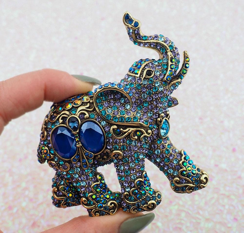 Heidi Daus Elephant Brooch, Rhinestone Brooch, Elephant Brooch, Rhinestone Pin, Statement Brooch, Bluer Brooch, Figural Brooch, Heidi Daus