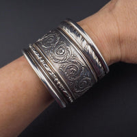 Wide Silver Cuff Bracelet, Victorian Style Bracelet, Heavy Silver Bracelet, Sterling Silver Bracelet, Handcrafted Bracelet, Wide Bracelet