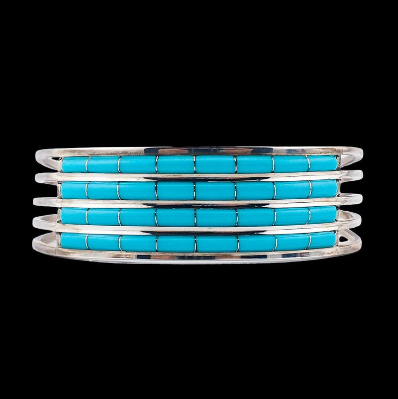 Turquoise Inlay Bracelet, Anselm Wallace Bracelet, Sleeping Beauty, Zuni Bracelet, Native American Bracelet, Southwestern Bracelet, 925 Cuff