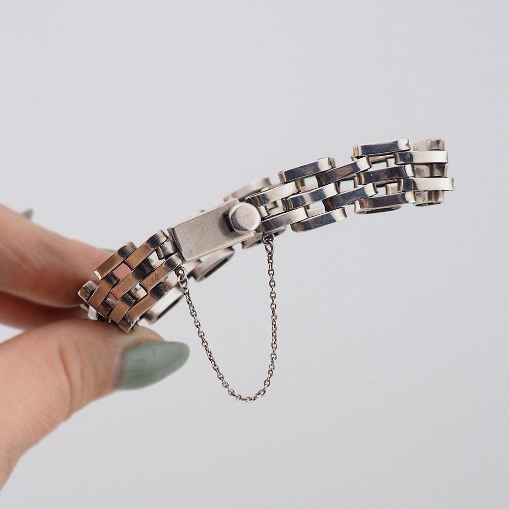 Vintage Sterling Silver Mexican Gate Link Bracelet – Vintage