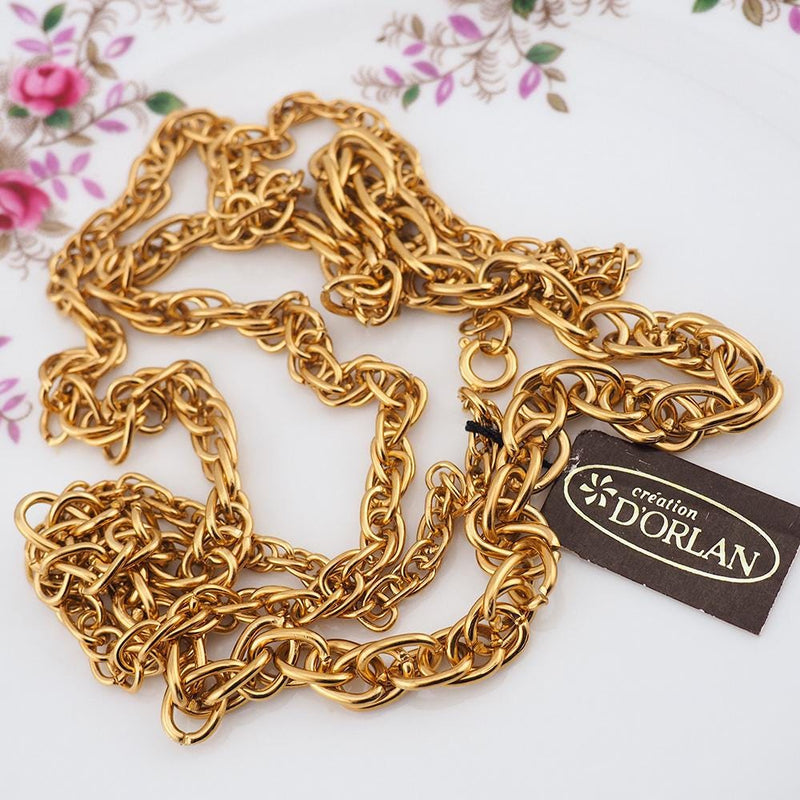 D'Orlan Gold Plated Chain Necklace, Cable Chain Necklace, Tapered Chain, D'Orlan Necklace, Gold Plated Necklace, Long Chain, 33" Chain