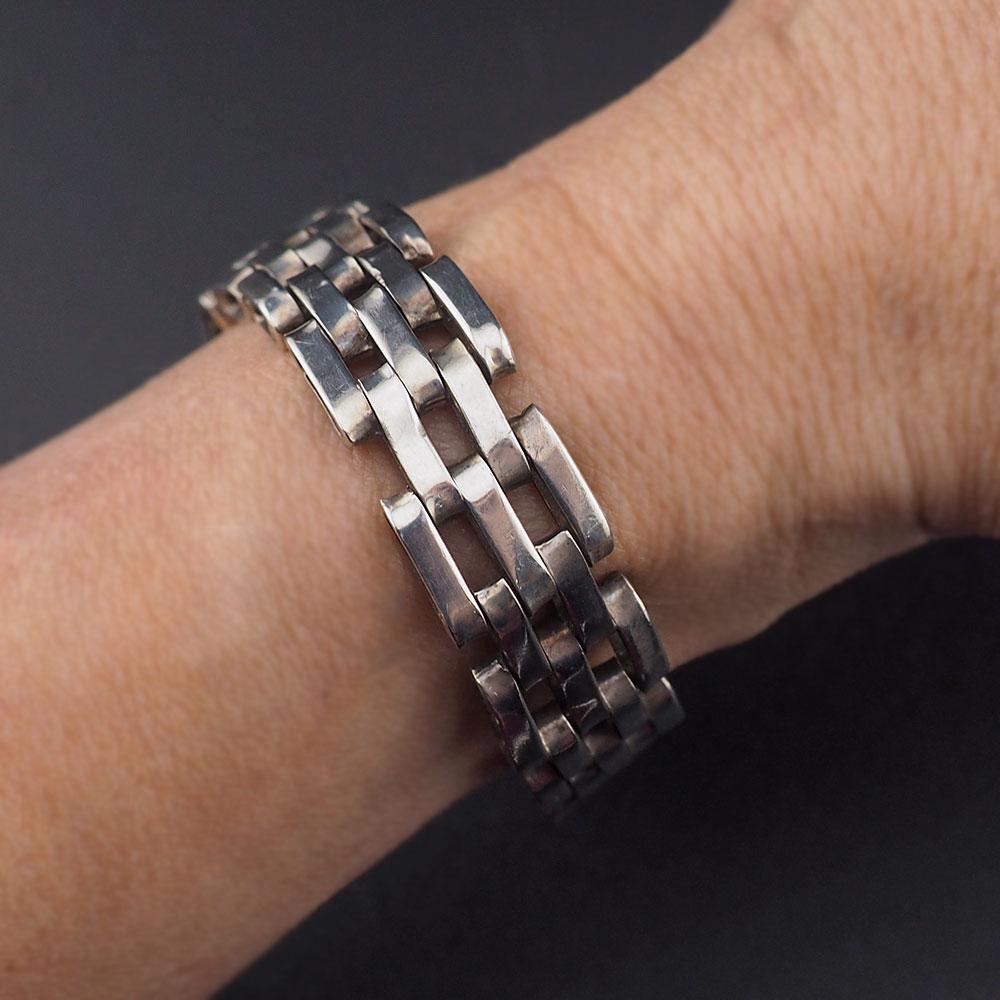 アクセサリー Mexican silver bracelet vintage Vintage Mexican Silver & Amethyst Link Bracelet - Seaside