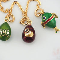 Joan Rivers Charms, Joan Rivers Egg, Charm Extension, Set of 3, Faberge Egg, Egg Necklace, Egg Charm, Fish Charm, Swan Charm, 1998 Charm