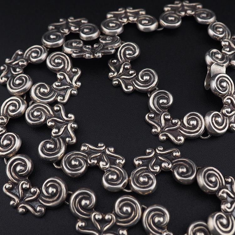 Vintage Los Ballesteros Mexican Silver Scroll Necklace – Vintage