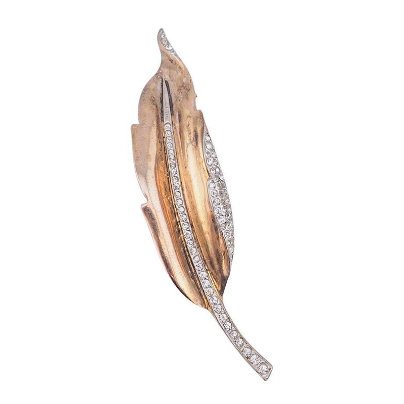 Trifari Sterling Silver Leaf Fur Clip