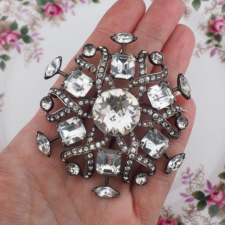 Vintage Eisenberg Sterling Crystal Snowflake Brooch