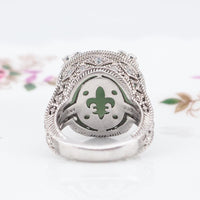 Judith Ripka Jade Ring, Sterling Silver Ring, Vintage Style Ring, Green Jade Ring, Judith Ripka Ring, Round Ring, Size 5 Ring, 925 Ring