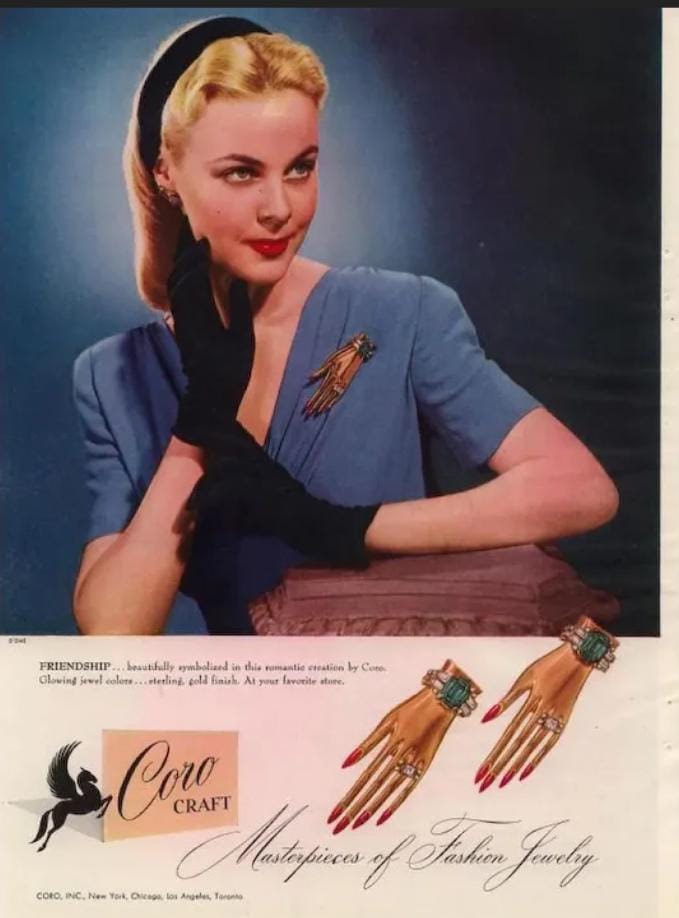 Vintage 1940s Coro Hand Brooch – Vintage Jewelry Girl