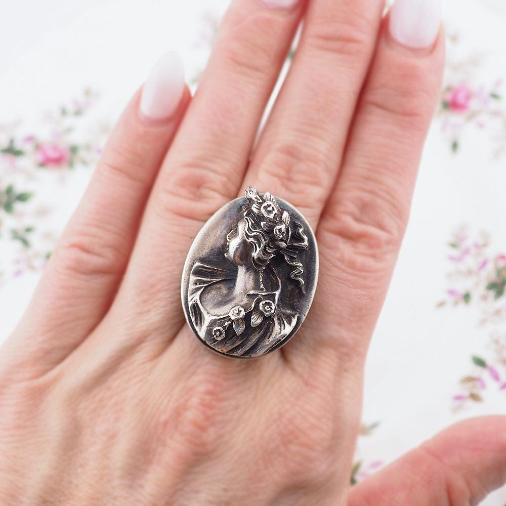 Henryk Winograd, Silver Ring, Cameo Ring, Vintage Ring, High Relief Cameo, 925 Ring, Classical Cameo, Statement Ring, Women’s Silver Ring