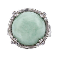 Judith Ripka Jade Ring, Sterling Silver Ring, Vintage Style Ring, Green Jade Ring, Judith Ripka Ring, Round Ring, Size 5 Ring, 925 Ring