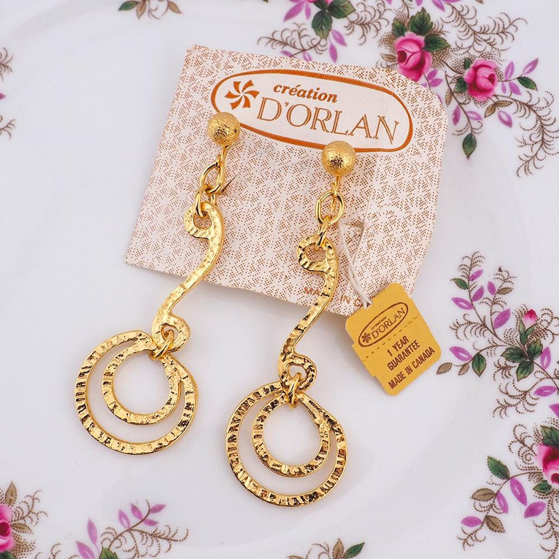 D'Orlan Earrings, Gold Plate Earrings, Dangle Earrings, Long Earrings, Clip On Earrings, Vintage Earrings, Drop Earrings, Gold Tone Earrings