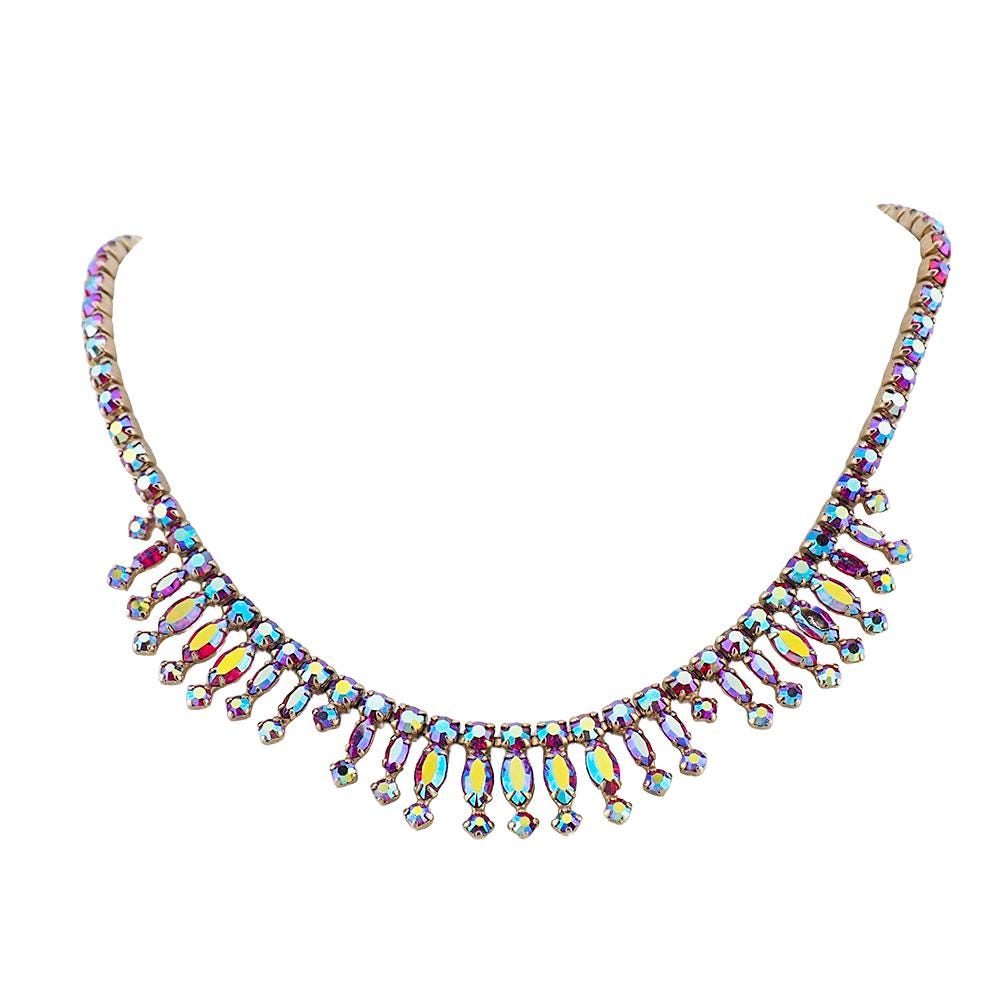 Vintage Jewelry - Sherman Fuchsia Rhinestone Necklace – Vintage
