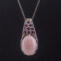 Sterling Silver Drop Pendant, Pink Opal Pendant Necklace, Rhodolite Garnet Pendant, Pink Gemstone Necklace, Pink Drop Necklace, Pink Pendant