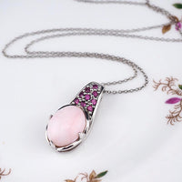 Sterling Silver Drop Pendant, Pink Opal Pendant Necklace, Rhodolite Garnet Pendant, Pink Gemstone Necklace, Pink Drop Necklace, Pink Pendant