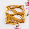 Lanvin Heart Brooch, Vintage Lanvin Brooch, Gold Tone Brooch, Heart Brooch, Modernist Brooch, Designer Brooch, Square Brooch, 1980s Brooch