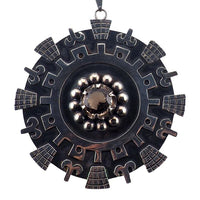 Huge Mexican Sterling Pendant, Smoky Quartz Pendant, Aztec Mayan Design, Vintage Silver Pendant, Iguala Mexico Pendant, 925 Silver Pendant