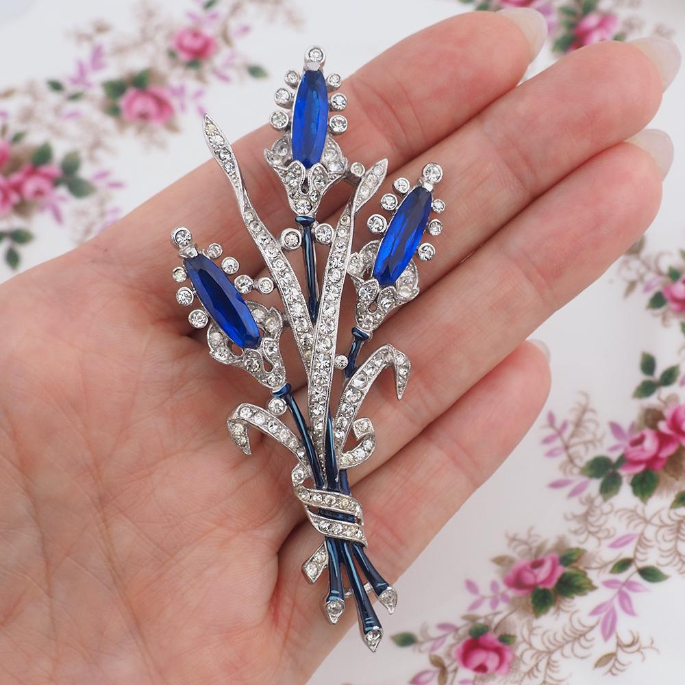 Vintage Trifari Brooch - Blue Lozenges by Alfred Philippe
