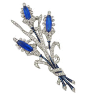 Trifari Brooch, 1940s Brooch, Blue Trifari Brooch, Trifari Lozenges Flower Brooch, Vintage Brooch, Rhinestone Brooch, Alfred Philippe Brooch
