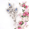 Trifari Brooch, 1940s Brooch, Blue Trifari Brooch, Trifari Lozenges Flower Brooch, Vintage Brooch, Rhinestone Brooch, Alfred Philippe Brooch