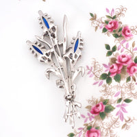 Trifari Brooch, 1940s Brooch, Blue Trifari Brooch, Trifari Lozenges Flower Brooch, Vintage Brooch, Rhinestone Brooch, Alfred Philippe Brooch