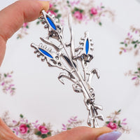 Trifari Brooch, 1940s Brooch, Blue Trifari Brooch, Trifari Lozenges Flower Brooch, Vintage Brooch, Rhinestone Brooch, Alfred Philippe Brooch