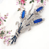 Trifari Brooch, 1940s Brooch, Blue Trifari Brooch, Trifari Lozenges Flower Brooch, Vintage Brooch, Rhinestone Brooch, Alfred Philippe Brooch
