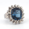Mazer Ring, Vintage Ring, Blue Ring, Vintage Costume Ring, Mazer Jewelry, Rhinestone Ring, Joseph Mazer, Cocktail Ring, Statement Ring