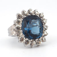 Mazer Ring, Vintage Ring, Blue Ring, Vintage Costume Ring, Mazer Jewelry, Rhinestone Ring, Joseph Mazer, Cocktail Ring, Statement Ring