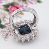 Mazer Ring, Vintage Ring, Blue Ring, Vintage Costume Ring, Mazer Jewelry, Rhinestone Ring, Joseph Mazer, Cocktail Ring, Statement Ring