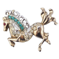 Vintage Horse Brooch, 1940s Figural Brooch, Rearing Horse Brooch, Carousel Horse Pin, Gold Tone Brooch, Rare Vintage Brooch, Horse Pin