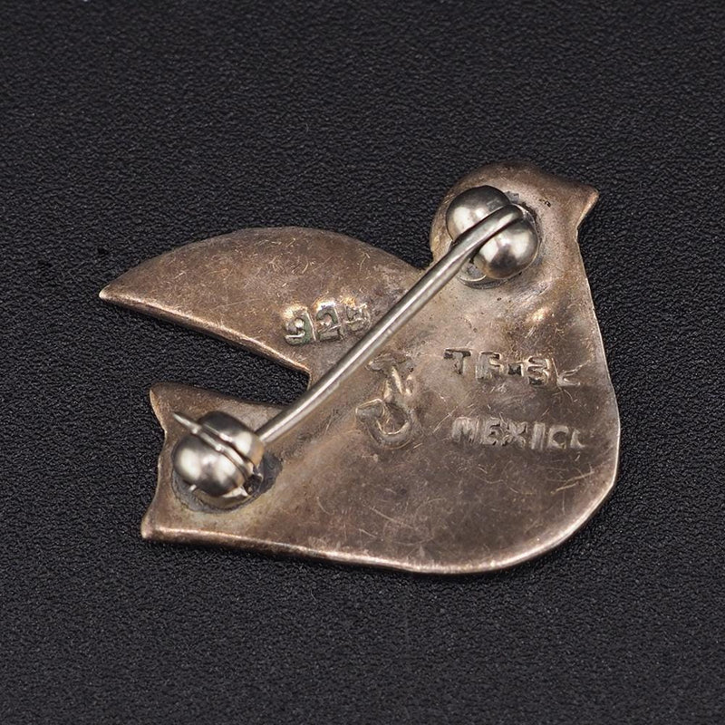 Peace Dove Brooch, Jeronimo Fuentes, Sterling Silver Pin, Taxco Dove Brooch, Folk Art Brooch, Enamel Bird Pin, Small Bird Pin, 925 Brooch