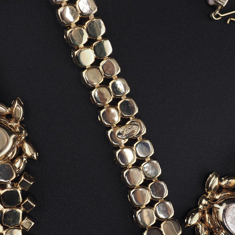 Sherman Necklace, Sherman Bracelet, Sherman Opaque Jewelry, Vintage Sherman Jewelry, Signed Sherman Set, 1950s Jewelry Set, Rhinestone Set