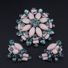 Sherman Brooch Earring Set, Sherman Opaque, Vintage Sherman Jewelry, 1950s Floral Brooch Set, Rare Sherman Colors, Sherman Set, Sherman Pink